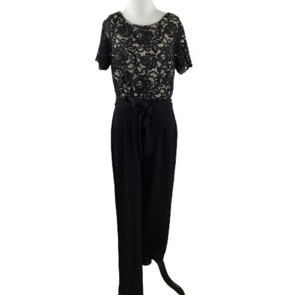 Jessica Howard Pants - Jessica Howard Lace Belted Jumpsuit l